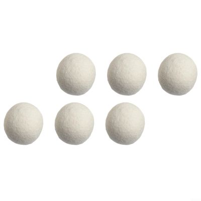 6 Pack Wool Dryer Balls for Laundry, Reusable Natural Fabric Softener Alternative to Reduce Static-Dry Time,White 6cm Washing Machine Accessories