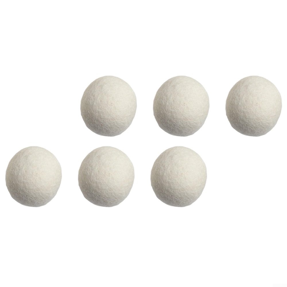 6 Pack Wool Dryer Balls for Laundry, Reusable Natural Fabric Softener Alternative to Reduce Static-Dry Time,White 6cm Washing Machine Accessories