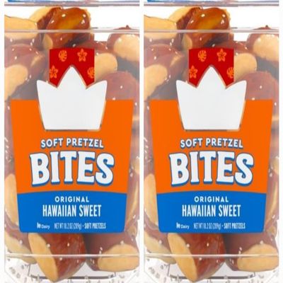 Original Hawaiian Sweet Soft Pretzel Bites, Sweet & Salty Soft Pretzel Snack, Pre-Salted Bite-Sized Pretzels for Dipping, Snacking & Parties, No High Fructose Corn Syrup, Resealable Tub, PACK OF 2 [ 20.4 OZ , 1.2 LB ]
