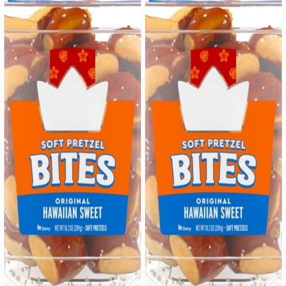 Original Hawaiian Sweet Soft Pretzel Bites, Sweet & Salty Soft Pretzel Snack, Pre-Salted Bite-Sized Pretzels for Dipping, Snacking & Parties, No High Fructose Corn Syrup, Resealable Tub, PACK OF 2 [ 20.4 OZ , 1.2 LB ]