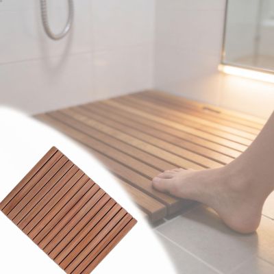 Length 12 24 18 32 48 in Waterproof Shower Mat Teak for Indoor Showers/Tile Floors, Square Bath Mats Tub Non Slip, Roll Up Teak Shower Mat(W L 18in X 40in)