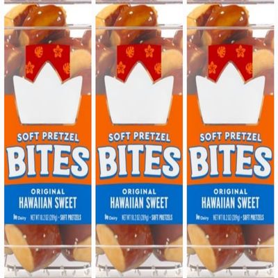 Original Hawaiian Sweet Soft Pretzel Bites, Sweet & Salty Soft Pretzel Snack, Pre-Salted Bite-Sized Pretzels for Dipping, Snacking & Parties, No High Fructose Corn Syrup, Resealable Tub, PACK OF 3 [ 30.6 OZ , 1.9 LB ]