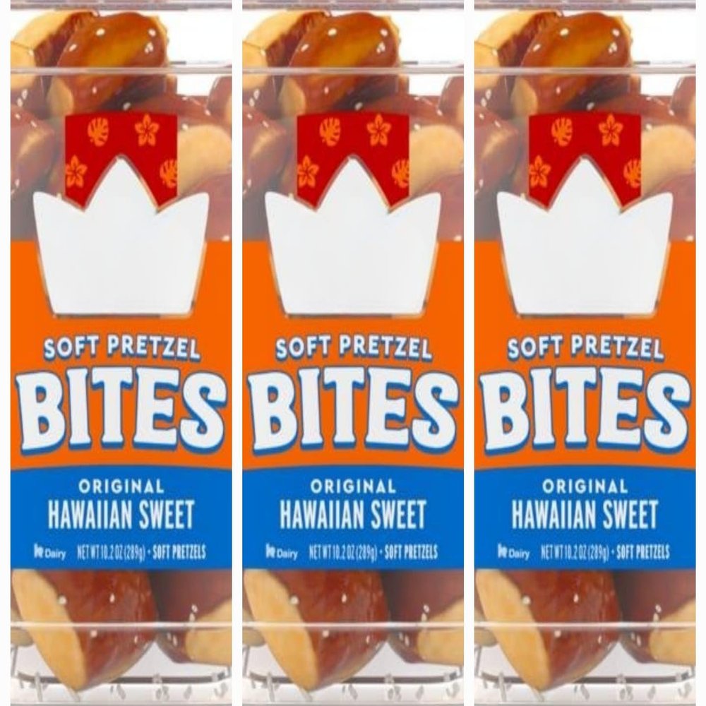 Original Hawaiian Sweet Soft Pretzel Bites, Sweet & Salty Soft Pretzel Snack, Pre-Salted Bite-Sized Pretzels for Dipping, Snacking & Parties, No High Fructose Corn Syrup, Resealable Tub, PACK OF 3 [ 30.6 OZ , 1.9 LB ]