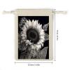 VstaDank 8 Pack Reusable Linen Bags Favor Bag Nice Linen Jewelry Pouches 4.96.7 In Small Sunflower Black Grey Print Burlap Bags Cotton Drawstring Gift Bag for Wedding Party Favor view 3