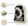 VstaDank 8 Pack Reusable Linen Bags Favor Bag Nice Linen Jewelry Pouches 4.96.7 In Small Sunflower Black Grey Print Burlap Bags Cotton Drawstring Gift Bag for Wedding Party Favor view 4