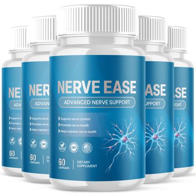 (5 Pack) Nerve Ease Capsules, NerveEase Pills with All Natural Ingredients, Advanced Overall Health and Wellness Vitamin Supplement Formula for Maximum Strength Multivitamins Support (300 Capsules)