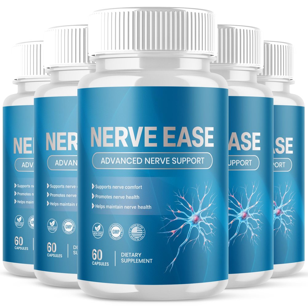 (5 Pack) Nerve Ease Capsules, NerveEase Pills with All Natural Ingredients, Advanced Overall Health and Wellness Vitamin Supplement Formula for Maximum Strength Multivitamins Support (300 Capsules)
