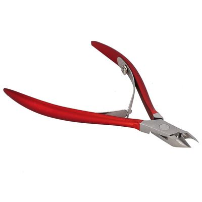 Qinlorgo Professional Stainless Steel Dead Skin Scissors, Nail Trimmer Callus Remover, Manicure Tool for Smooth Nails & Cuticles, Rose Gold Red Black, 10cm (Red)