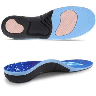 Arch Support Insoles for Plantar Fasciitis Relief Orthotic Shoe Insoles Running Athletic Gel Shoe Inserts, Arch Pain Inserts for Flat Feet, Work Boot (Blue, M 4.5-6 / W 5.5-7 (9.45"))