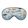 Oil Painting of Umbrellas on Light Blue Sleep Mask for Side Sleeper Women Men, Blindfold for Sleep, Travel, Yoga Nap Shift Work and Relaxation, Eye Mask with Adjustable Strap view 1