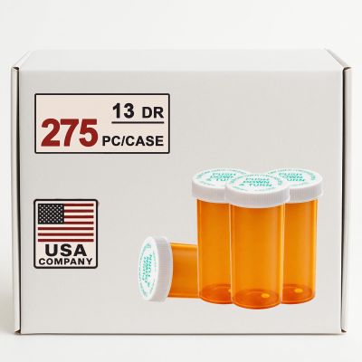 13 Dram Push Down and Turn Vials Green Medicine Vials for Pharmacy 275 Pcs Empty Pill Bottles, Mini Pill Organizer Containers Child-Resistant Small Travel Pill Dispenser for Bulk Use
