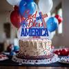 God Bless America Cake Topper, 4th of July Patriotic Party Decor, Happy Birthday USA, Independence Day Memorial Day Patriotic Themed Party Decorations, Red and Blue Glitter view 3