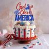 God Bless America Cake Topper, 4th of July Patriotic Party Decor, Happy Birthday USA, Independence Day Memorial Day Patriotic Themed Party Decorations, Red and Blue Glitter view 4