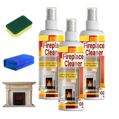 Fast-Acting and Convenient Fireplace Cleaner, Fireplace Glass Cleaner, Brick and Stone Cleaner for Fireplace (3PCS)
