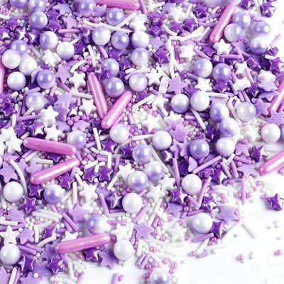 Purple Sprinkles, Edible Pearls Rod Star Sprinkles for Cakes Cupcakes