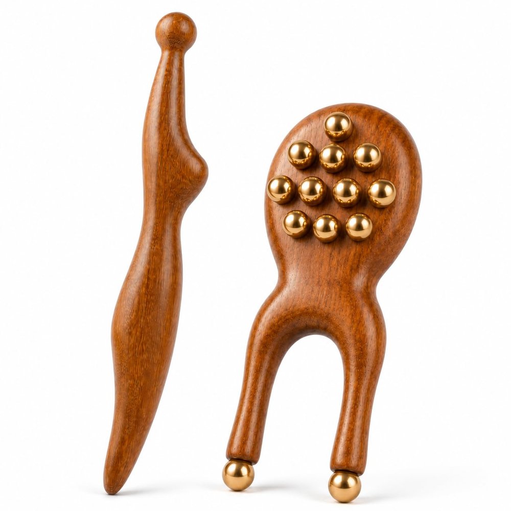 BIRZOO Wooden Scarab Acupressure Tool for Jaw, Face and Neck Massage (Scarab)