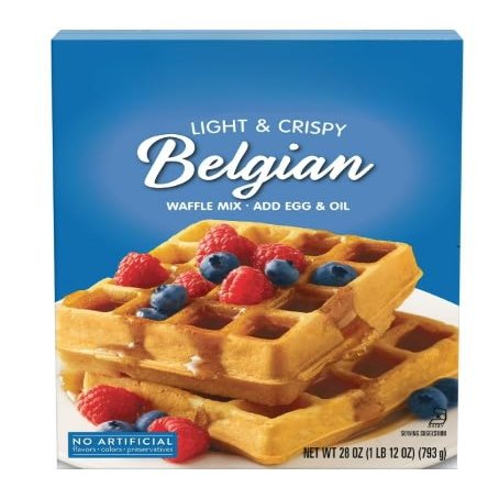 Belgian Waffle Mix Light & Crispy, 28 oz Just Add Water, Eggs & Oil