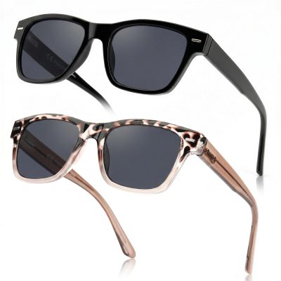 SKYOAK 2 Pack Trendy Reading Sunglasses for Women, Retro Rectangle Frame UV400 Protection Outdoor Sun Readers, Stylish Spring Hinge Computer Eyeglasses with Metal Core Wire (Not Bifocal), 1.75x