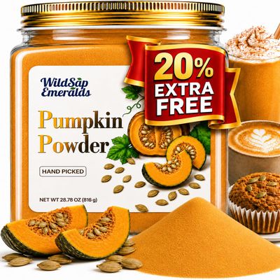 WildSap Emeralds Pumpkin Powder 1.8lb (816g) - Pure & Natural Superfood for Smoothies, Baking & Coffee - Non-GMO, Gluten-Free, Bulk Resealable Pack