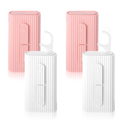 4 Pcs Portable Dental Floss Dispenser Refillable Dental Flossers Case Automatic Travel Floss Pick Organizer Pocket Floss Boxes with 40 Floss Picks for Cleaning Teeth (2 White+2 Pink)
