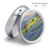 Texas Bluebonnets Scenery Pill Organizer Portable Metal Round Pill Box with 3 Compartments Exquisite Unique Small Pill Case Travel Pill Container Medicine Organizer Box for Adult & Gift view 2