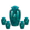 Butterfly Adult Cremation Urn for Men and Women Funeral - Burial Large Keepsake - Insect Theme Urns for Remembrance - Sympathy Gifts (Teal Green, 1 Large 4 Keepsake) view 1