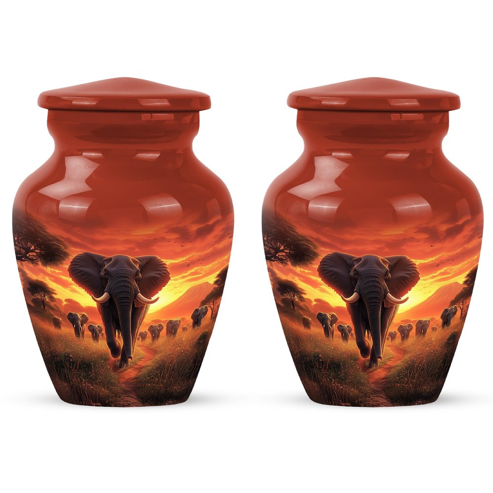Elephant Urn Mini Funeral Urn for Ashes for Women 3 Inch 2 Qty