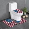 SXZVVBN American Flag Soft Flannel 3 Piece Bath Mat Set, Non-Slip Absorbent Bathroom Rugs with Toilet Lid Cover view 1