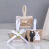 WTWU 12Pieces Linen Wedding Candy Pouches Natural Linen Party Treats Gift Bags Wedding Party Treats Storage Bag Elegant Gift Packaging for Event view 3
