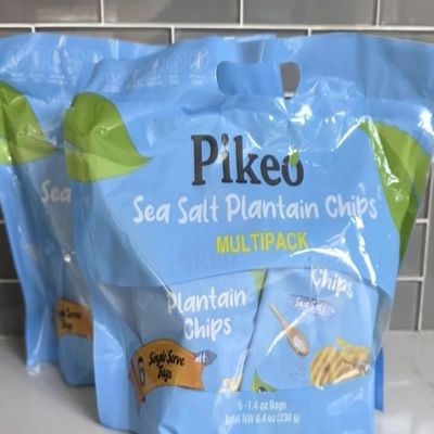 Pikeo Sea Salt Plantain Chips Multipack, 6 Single Serve Bags, 1.4 oz Each, 2 Pack