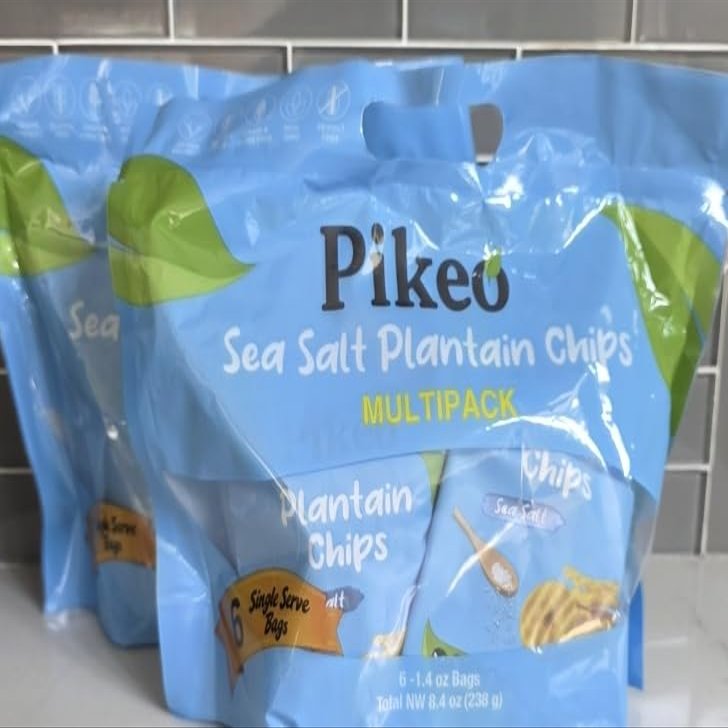 Pikeo Sea Salt Plantain Chips Multipack, 6 Single Serve Bags, 1.4 oz Each, 2 Pack