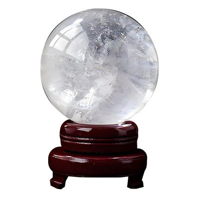 Natural Crystal Sphere Polished Gemstone Ball Decorative Crystal Orb for Home Decor Meditation Healing Display with Multiple Material and Size Options(Clear Quartz,Around 7cm)