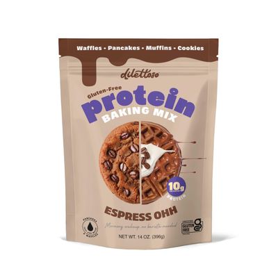 Dilettoso's Certified Gluten-Free Protein Baking Mix | Coffee | Pancakes, Waffles, Cupcakes, Brownies, Cookies, and More | 14 oz Protein Baking Mix (resealable bag)