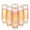 GoletGlas 40 Pack Stemless Plastic Wine Glasses - 14oz Ribbed Disposable Wine Glasses Unbreakable Gold Rim Plastic Cocktail Glasses For Whiskey, Cocktail, Champagne, Parties, Weddings view 1