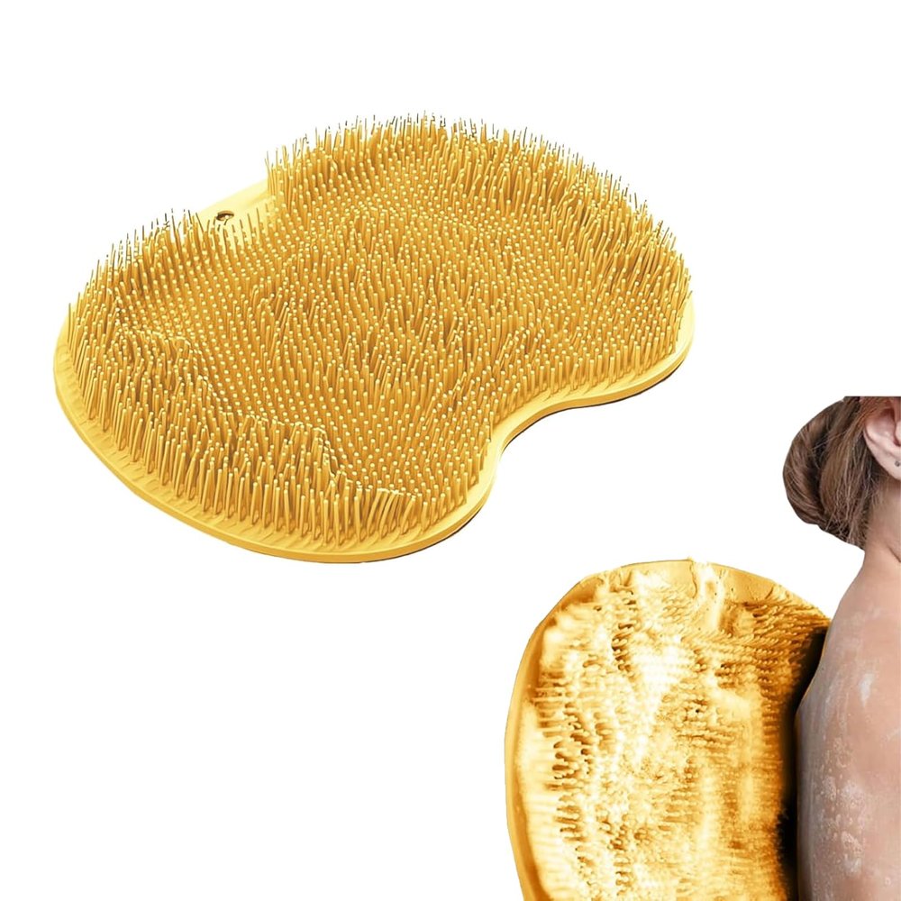 Shower Foot Scrubber Mat with NonSlip Suction Cups, 2026 Upgrade Foot & Back Cleaning Back Washer Pad, Wall Mounted Exfoliating Bath Wash Pad Silicone Foot Massager for Men and Women (Yellow)