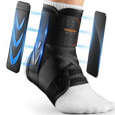 WHCOOL Slim-Fit Ankle Brace for Sprained Ankle, Quick Lace Up Ankle Support for Women Men With 2 Auto-Shaped Pads, Air Fabric Cool Ankle Stabilizer for Injury Recover, Running,Sports,XS(9.6-10)