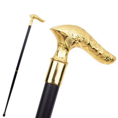 Golden Flower Pattern Removable Walking Cane, Luxury Men Womens Walking Stick, Anti Slip Scepter Staff Cospaly Vintage Party 91cm