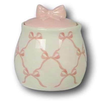 Beautiful Ceramic Coffee Creamer and Sugar Bowls (Pink Bows Sugar Bowl)