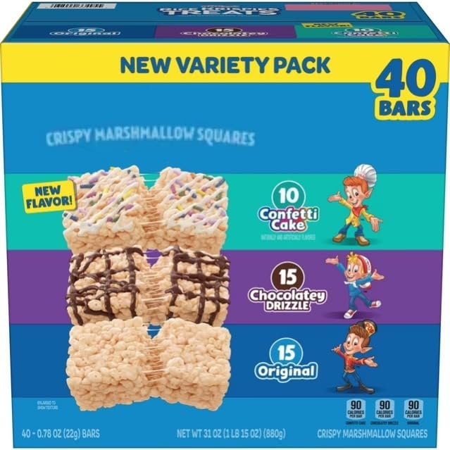 Rice Crispy Marshmallow Squares Variety Pack, 40 ct