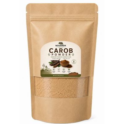 Premium Carob Powder 8.8 oz (250g) Turkish Carob Flour, Stone Ground & Fine Milled, Naturally Sweet Cocoa Alternative, No Added Sugar, Rich Aroma, Product of Trkiye