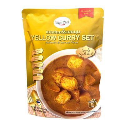 Prepared Cooking Ingredients for Thai Food Authentic Thai Seasoning Mix Ready-to-Use Ingredients for Easy Home Cooking - Product of Thailand (1 BAG, YELLOW CURRY)