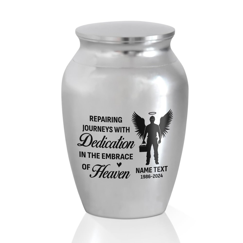 Mechanic, Keepsake with Mechanic Man Design Father Memorial Urn for Ashes