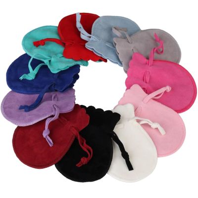 ianufu 60pcs Round Velvet Bag Gift Bags Soft Jewelry Packaging Wedding Necklace Ring Earring Drawstring(Mix,7x9cm)