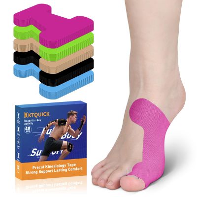 KTQUICK Precut Bunion Tape for Big Toe, 40 PCS, 20% Stronger Adhesive, Pink