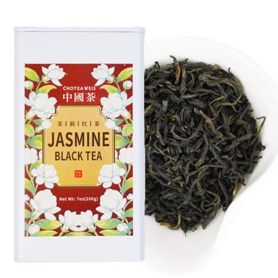 Choteaweis Chinese Jasmine Black Tea Loose Leaf Pure Leaves in Iron Can black Tea | 100% Natural with No Artificial Additives | 7.05 Ounce (200g)