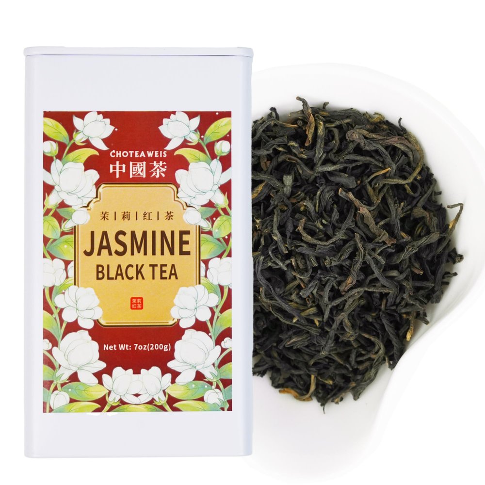 Choteaweis Chinese Jasmine Black Tea Loose Leaf Pure Leaves in Iron Can black Tea | 100% Natural with No Artificial Additives | 7.05 Ounce (200g)