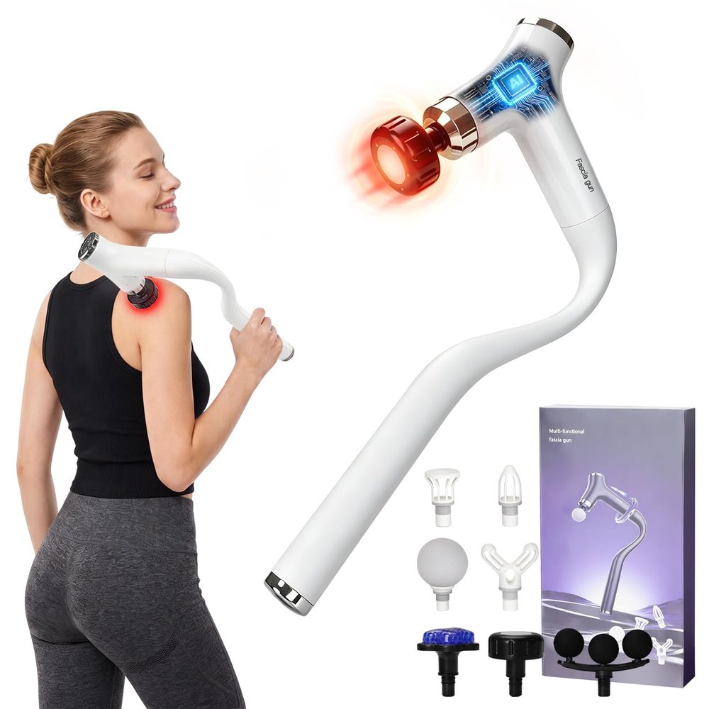 Sfozstra Heating Massage Gun: Heat Cold Therapy, Red Light, Long Handle