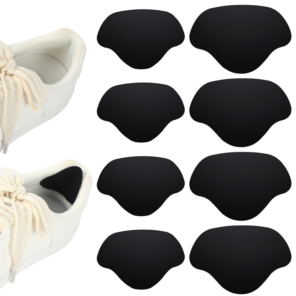 6 Pairs Self-Adhesive Shoe Heel & Toe Repair Patches, Sneaker Inner Heel Anti-Friction Pads, Shoe Hole Repair Kits for Men and Women (Black)