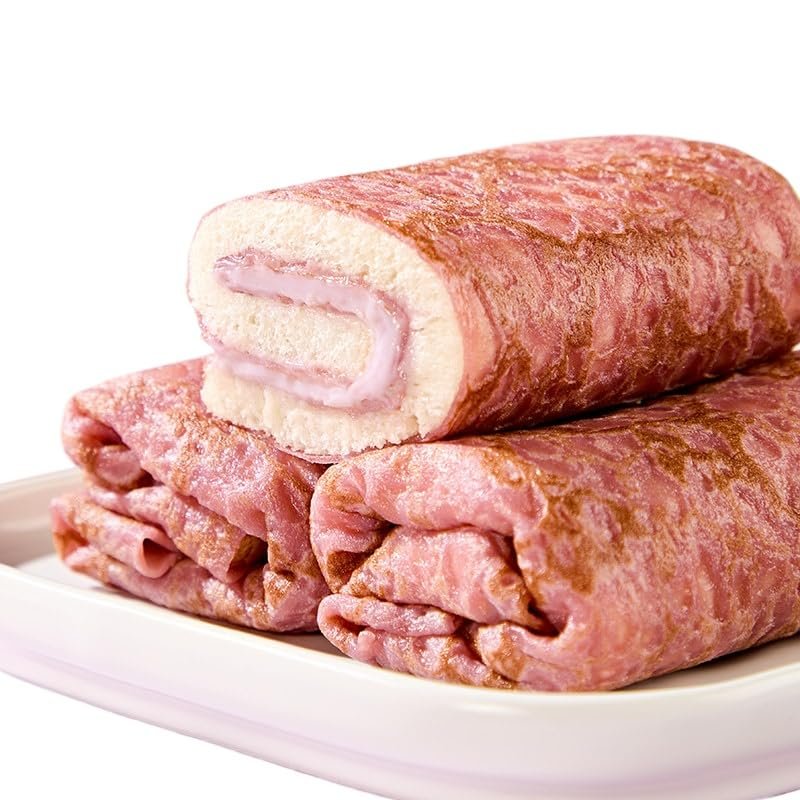 Taro Roll Toast, Soft Cream Filled Taro Swirl Bread, Breakfast Snack Roll, Individually Wrapped, Convenient On-The-Go Snack for Kids Adults