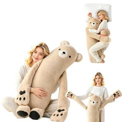 Lezekar Hugging Pillow, Patting Pillow for & Sleep Aid, Patting Pillows with Heating, Long Leg Hugger Sleep Cuddle Pillows,Ultimate Sleeping Buddy for Adult(Bear,Patting+Heating)